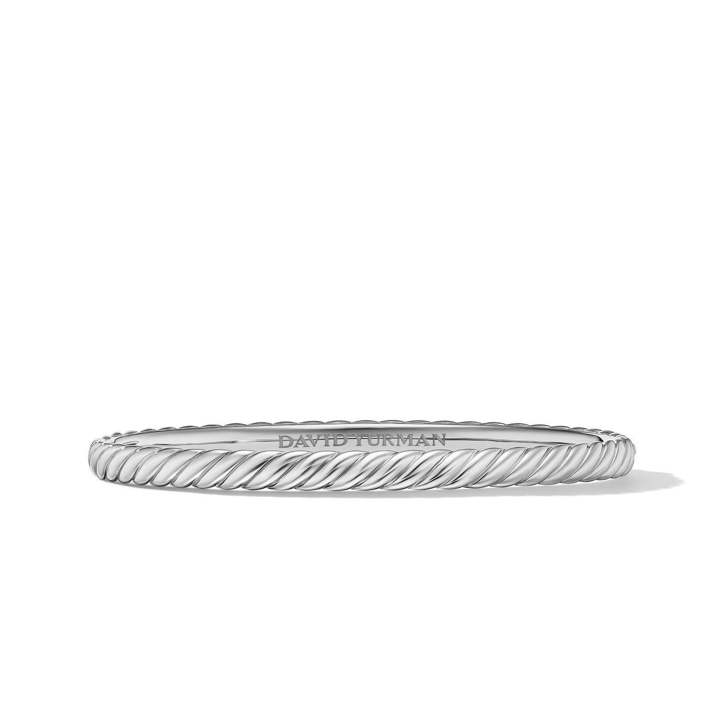 Sculpted Cable Bangle Bracelet in White Gold, 4.6mm