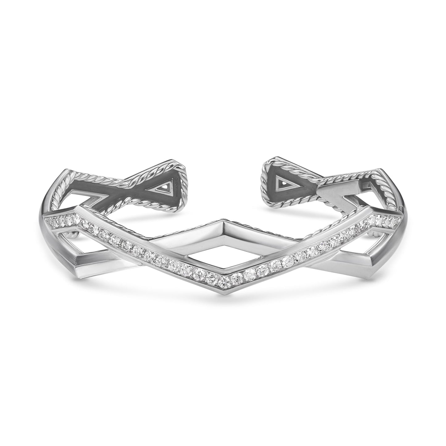 Zig Zag Stax™ Two Row Cuff Bracelet with Diamonds, 13mm