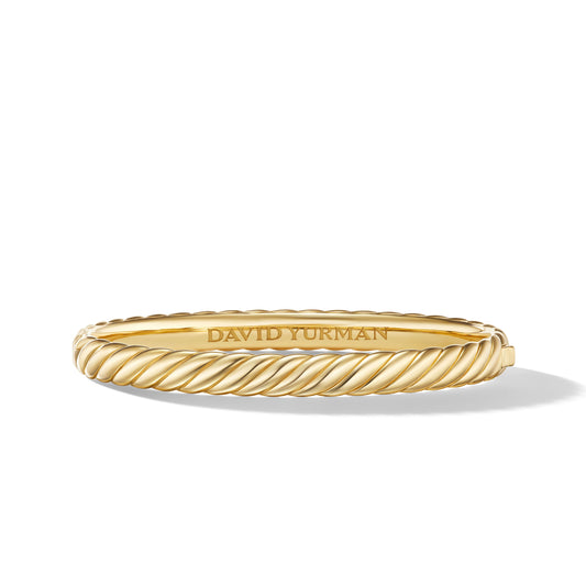 Sculpted Cable Bangle Bracelet in Yellow Gold, 6.2mm