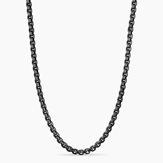 Box Chain Necklace in Darkened Stainless Steel, 4mm