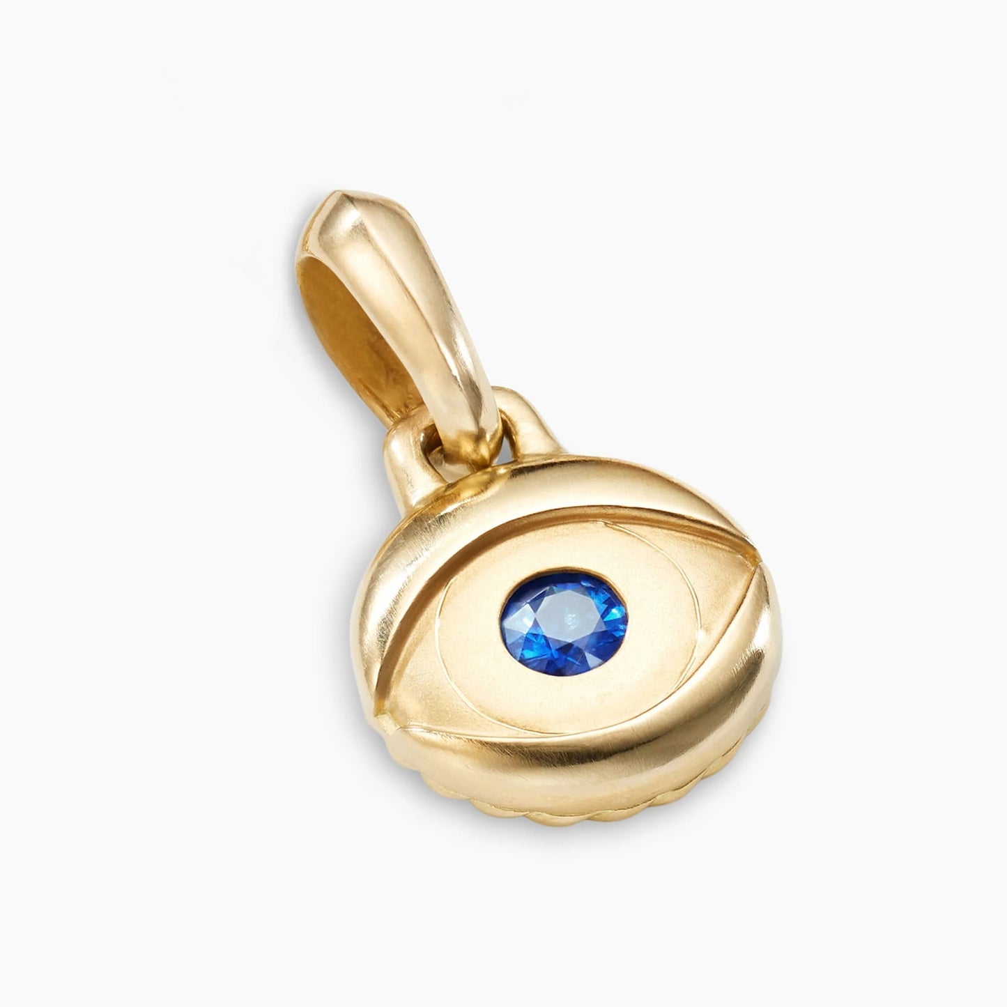 Evil Eye Amulet in Yellow Gold with Blue Sapphire, 14.5mm