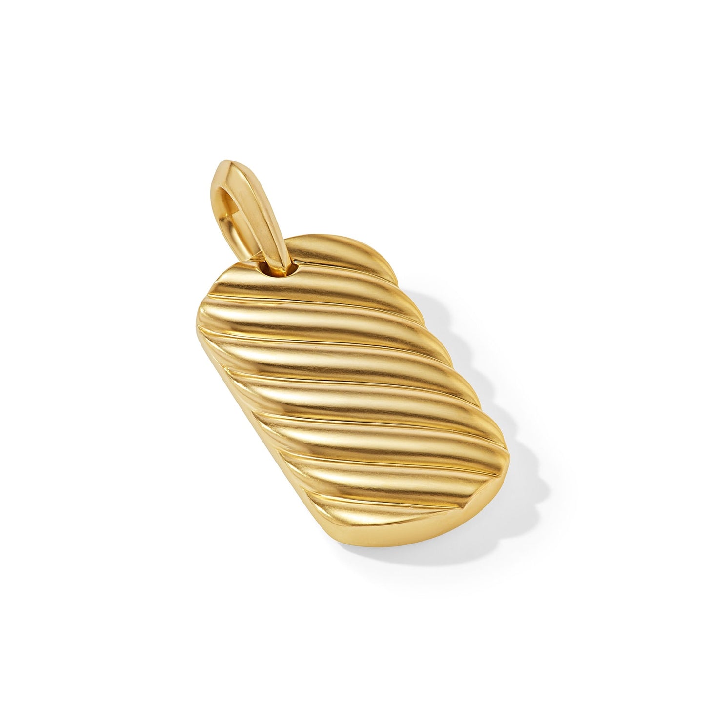 Sculpted Cable Tag in Yellow Gold, 27mm