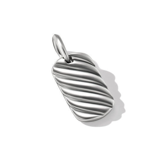 Sculpted Cable Tag in Sterling Silver, 21mm