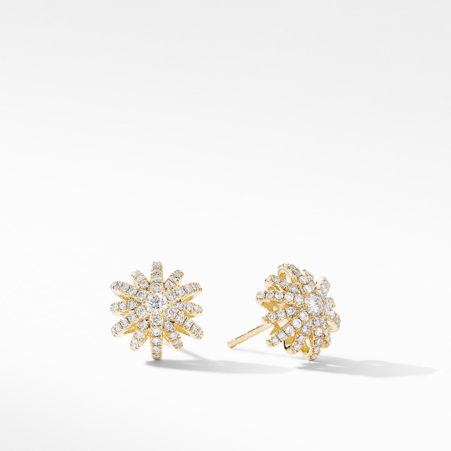 Starburst Stud Earrings in Yellow Gold with Diamonds, 11.7mm