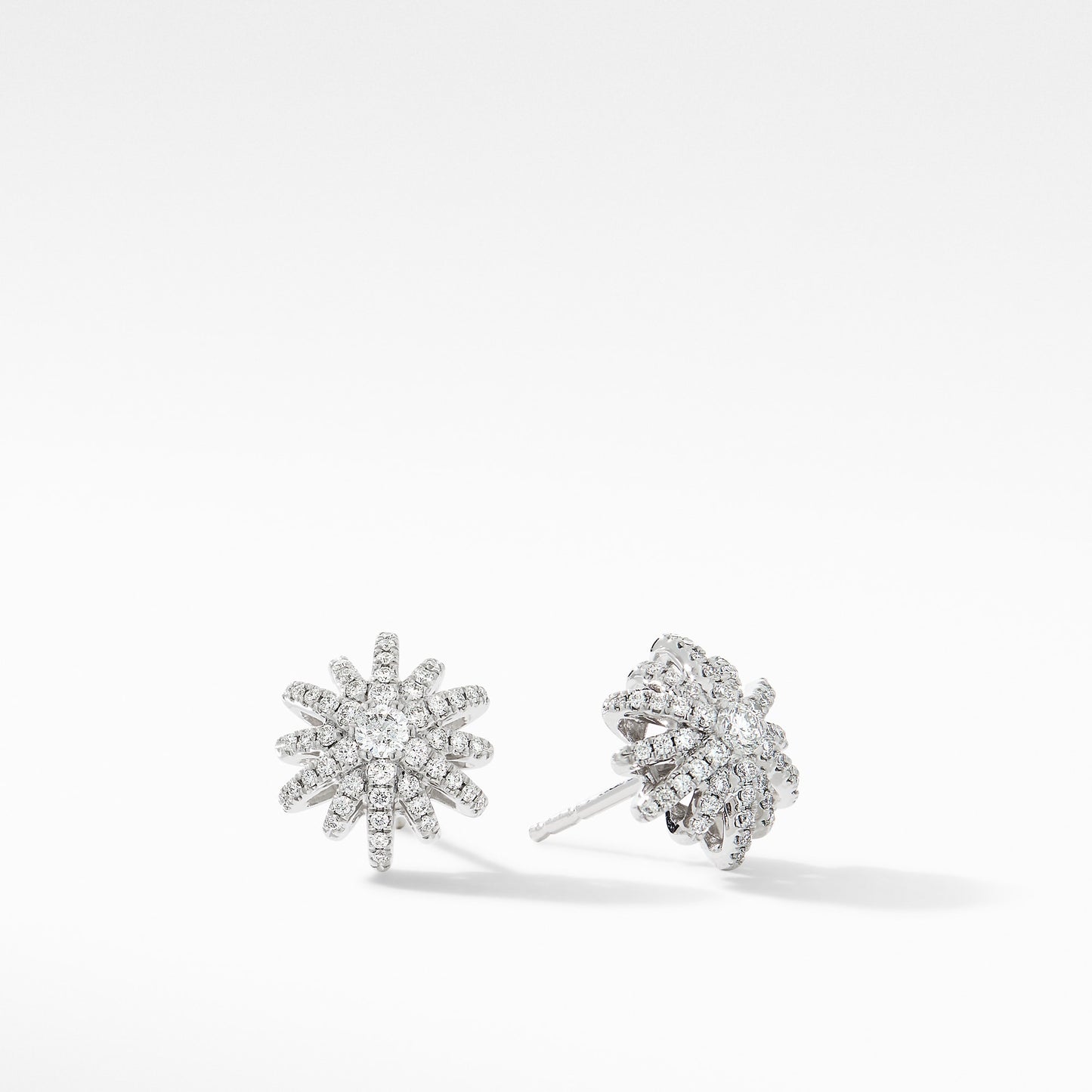 Starburst Stud Earrings in White Gold with Diamonds, 11.7mm