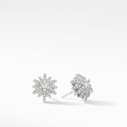 Starburst Stud Earrings in White Gold with Diamonds, 11.7mm