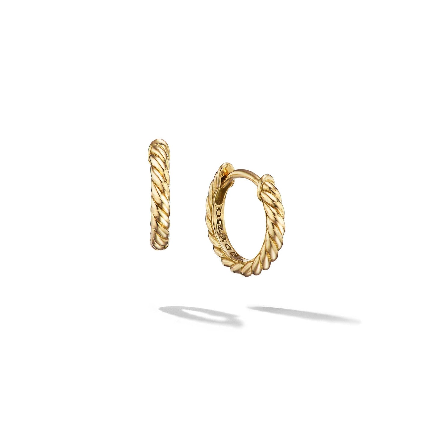 Sculpted Cable Micro Huggie Hoop Earrings in Yellow Gold, 10.7mm