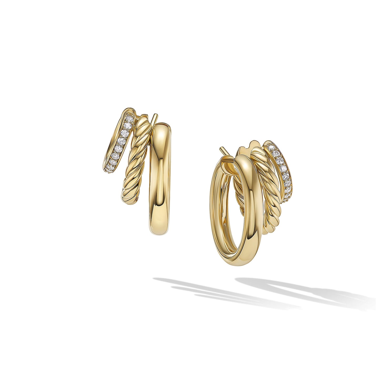 Mercer™ Multi Hoop Earrings in Yellow Gold with Diamonds, 21mm