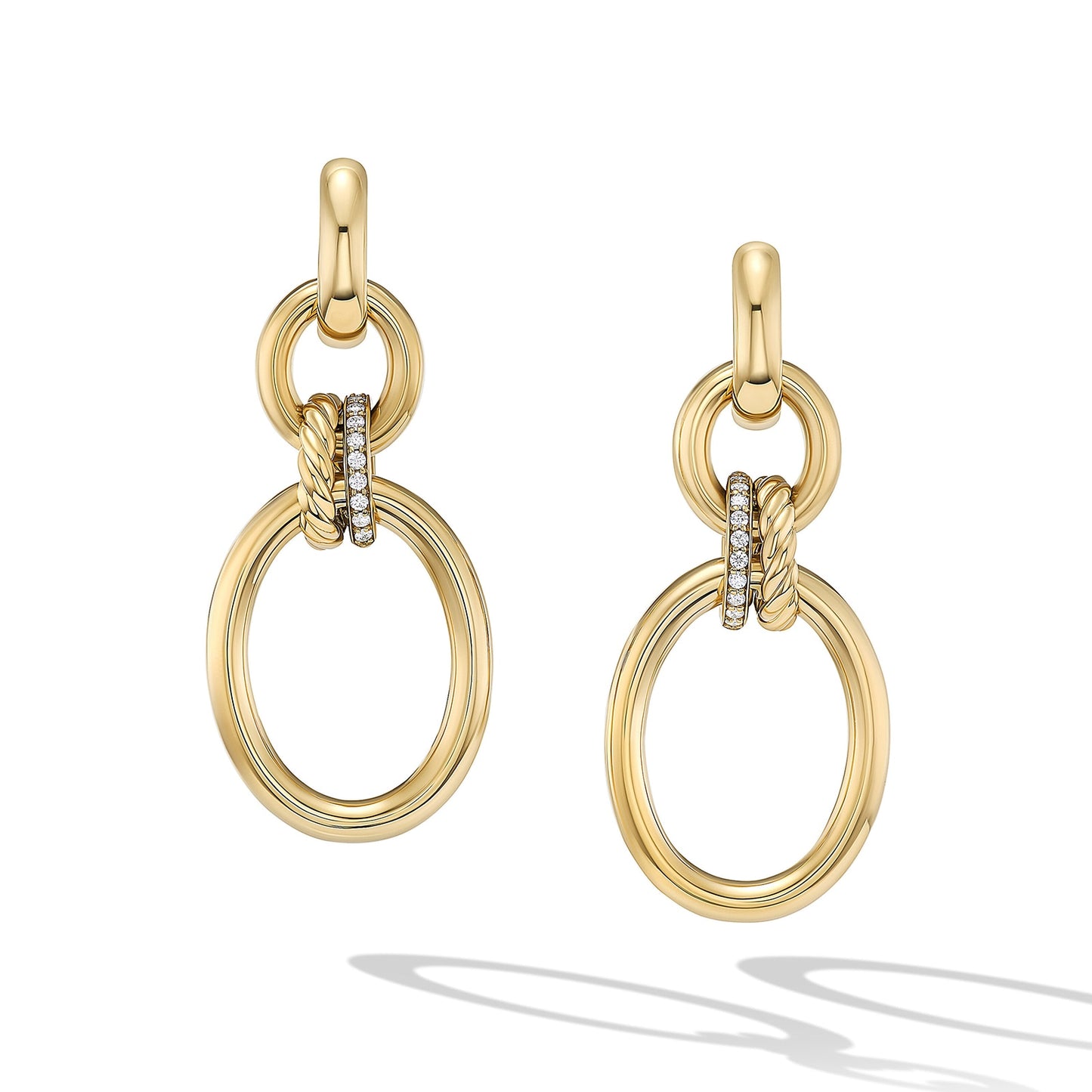 Mercer™ Circular Drop Earrings in Yellow Gold with Diamonds, 50mm