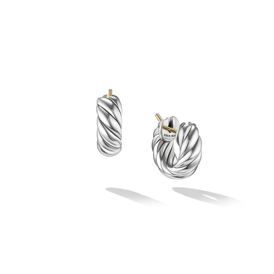 Sculpted Cable Hoop Earrings in Sterling Silver, 14.4mm