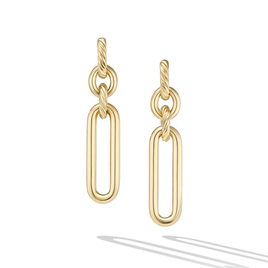 Lexington Double Link Drop Earrings in Yellow Gold, 53.5mm