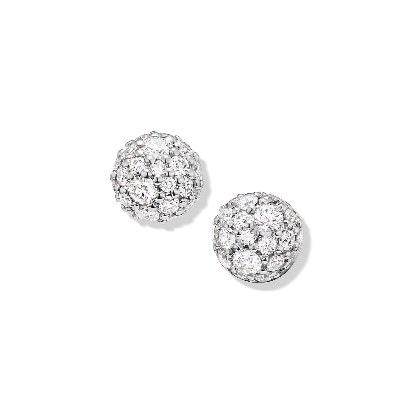 Pavé Stud Earrings in Yellow Gold with Diamonds, 4.5mm