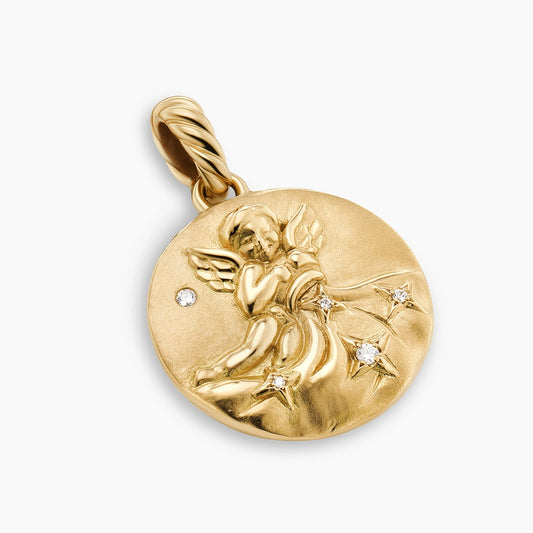 Aquarius Amulet in Yellow Gold with Diamonds, 28.7mm
