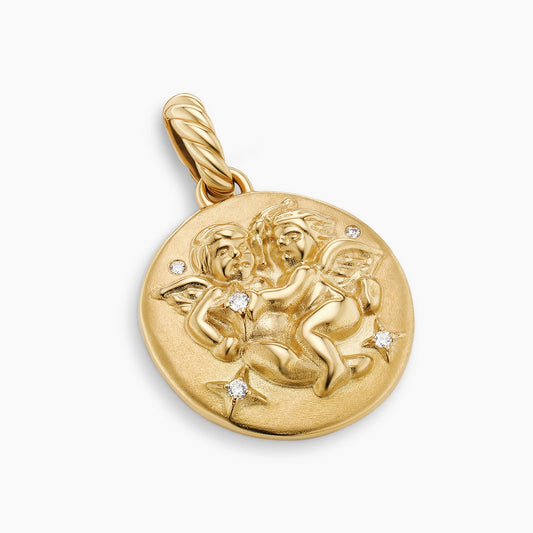 Gemini Amulet in Yellow Gold with Diamonds, 28.7mm