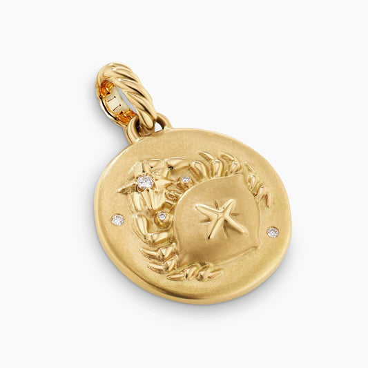 Cancer Amulet in Yellow Gold with Diamonds, 28.7mm