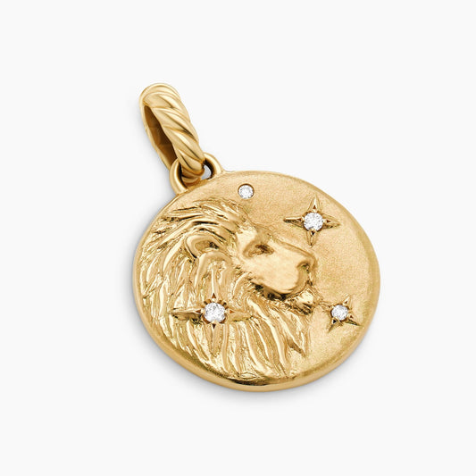 Leo Amulet in Yellow Gold with Diamonds, 28.7mm
