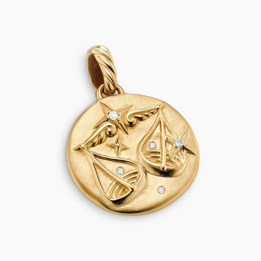 Libra Amulet in Yellow Gold with Diamonds, 28.7mm