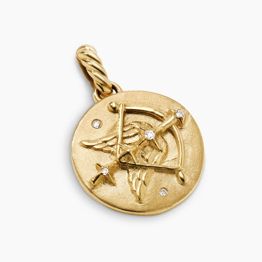 Sagittarius Amulet in Yellow Gold with Diamonds, 28.7mm