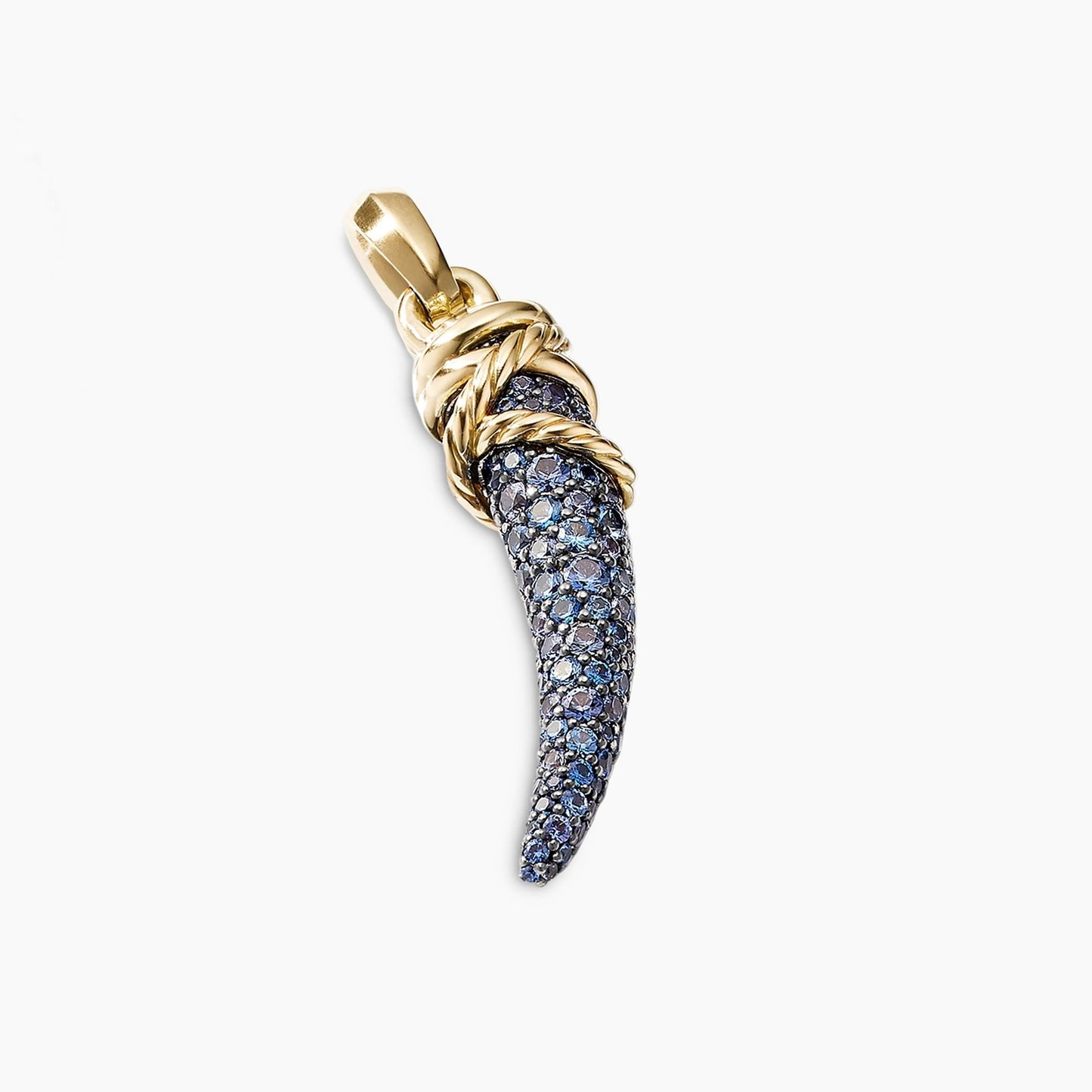 Tusk Amulet with Pavé Blue and Violet Sapphires and Yellow Gold, 28.8mm