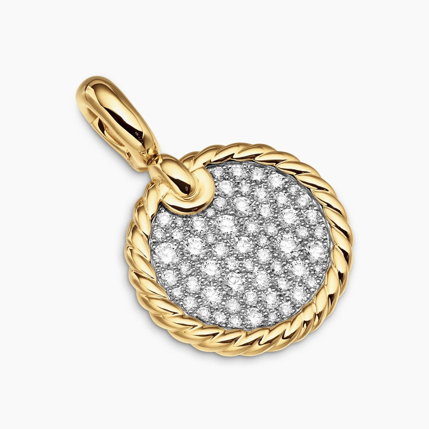 Elements® Disc Pendant in Yellow Gold with Diamonds, 14mm