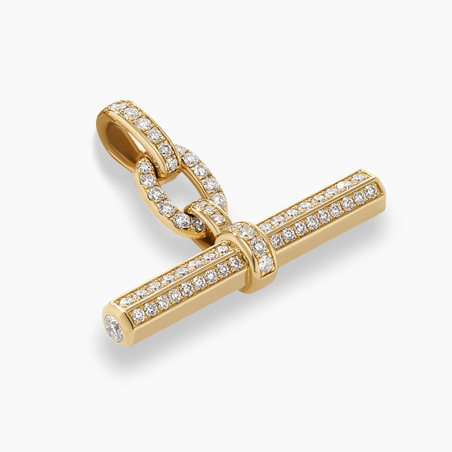 Lexington E/W Barrel Pendant in Yellow Gold with Diamonds, 36mm