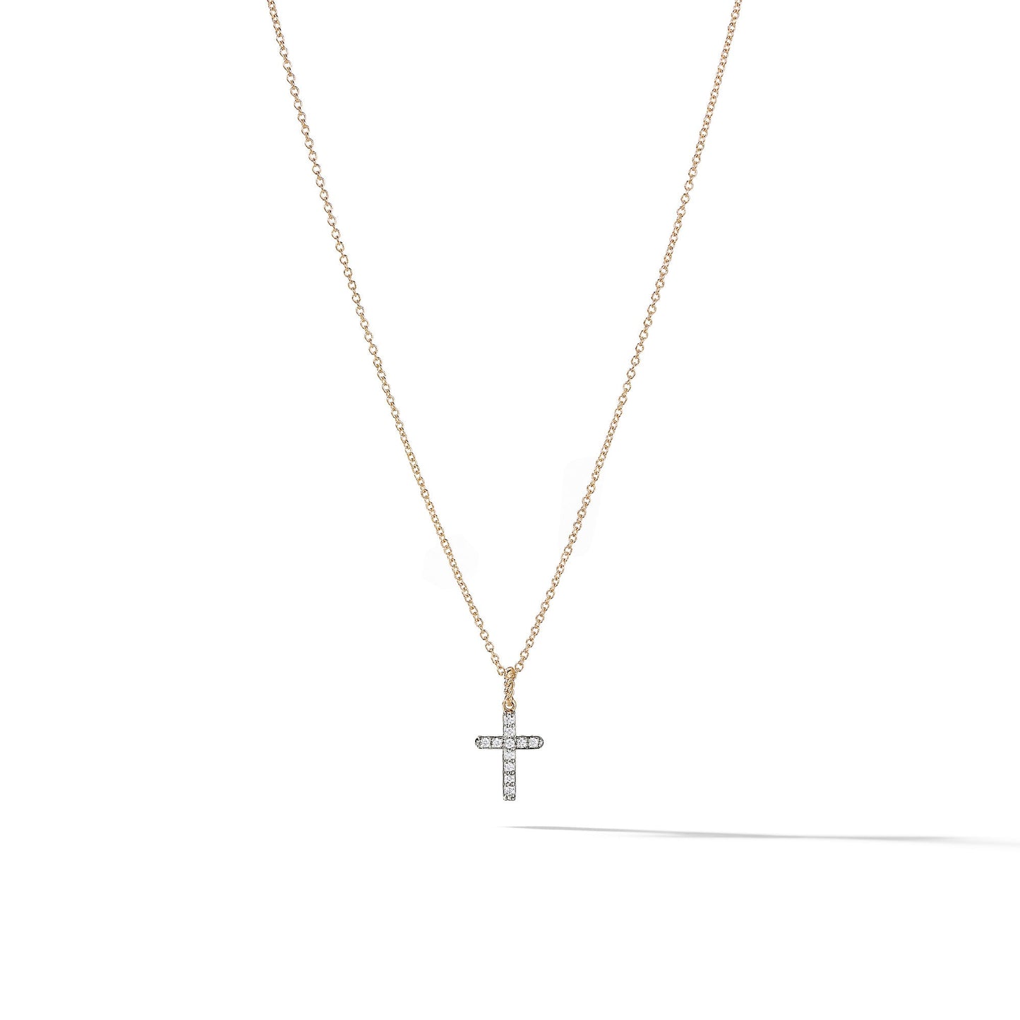 Cable Collectibles® Cross Necklace in Yellow Gold with Diamonds, 17mm