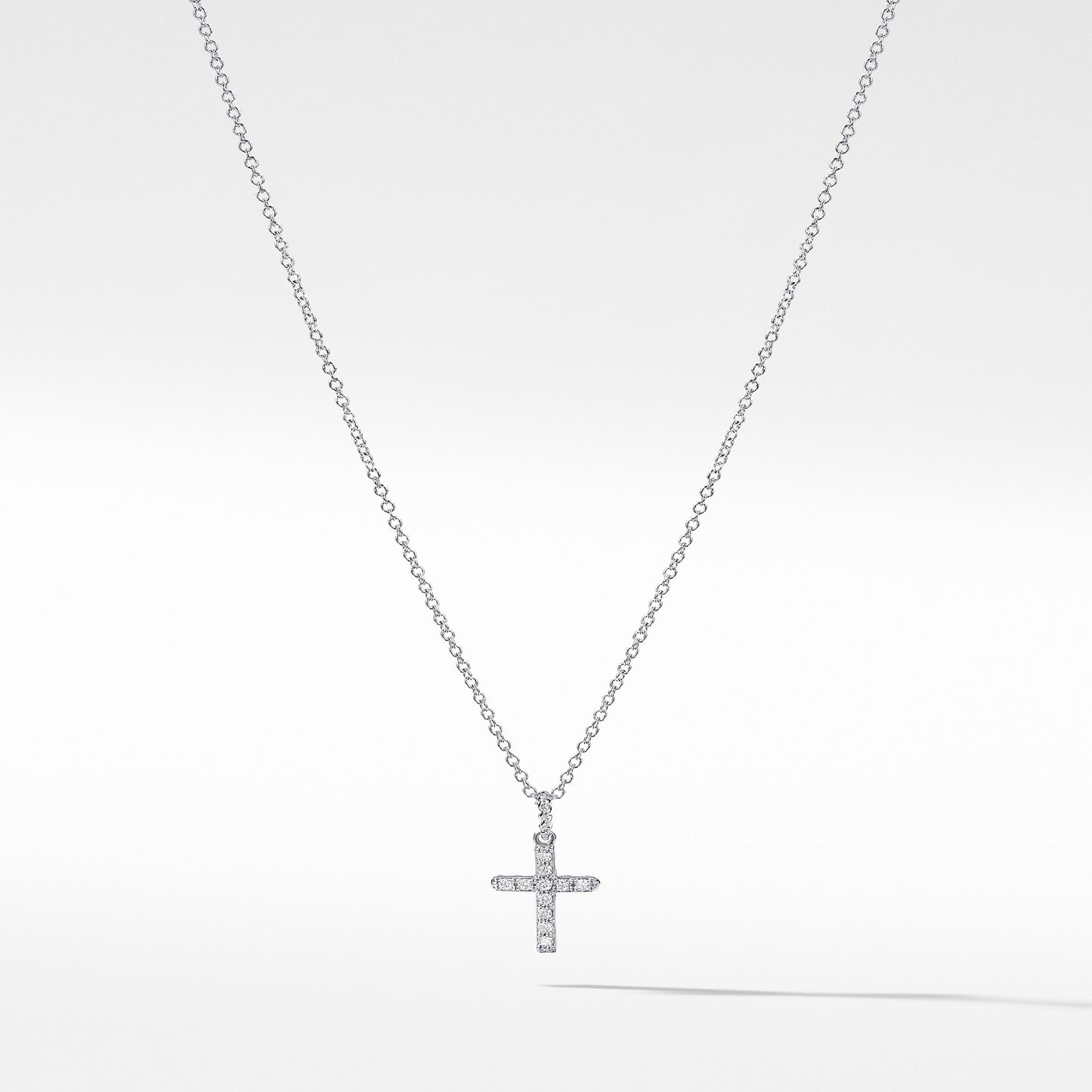 Cable Collectibles® Cross Necklace in White Gold with Diamonds, 17mm