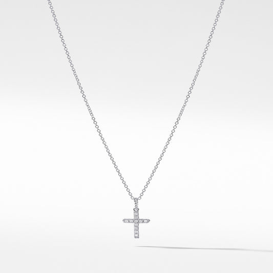 Cable Collectibles® Cross Necklace in White Gold with Diamonds, 17mm