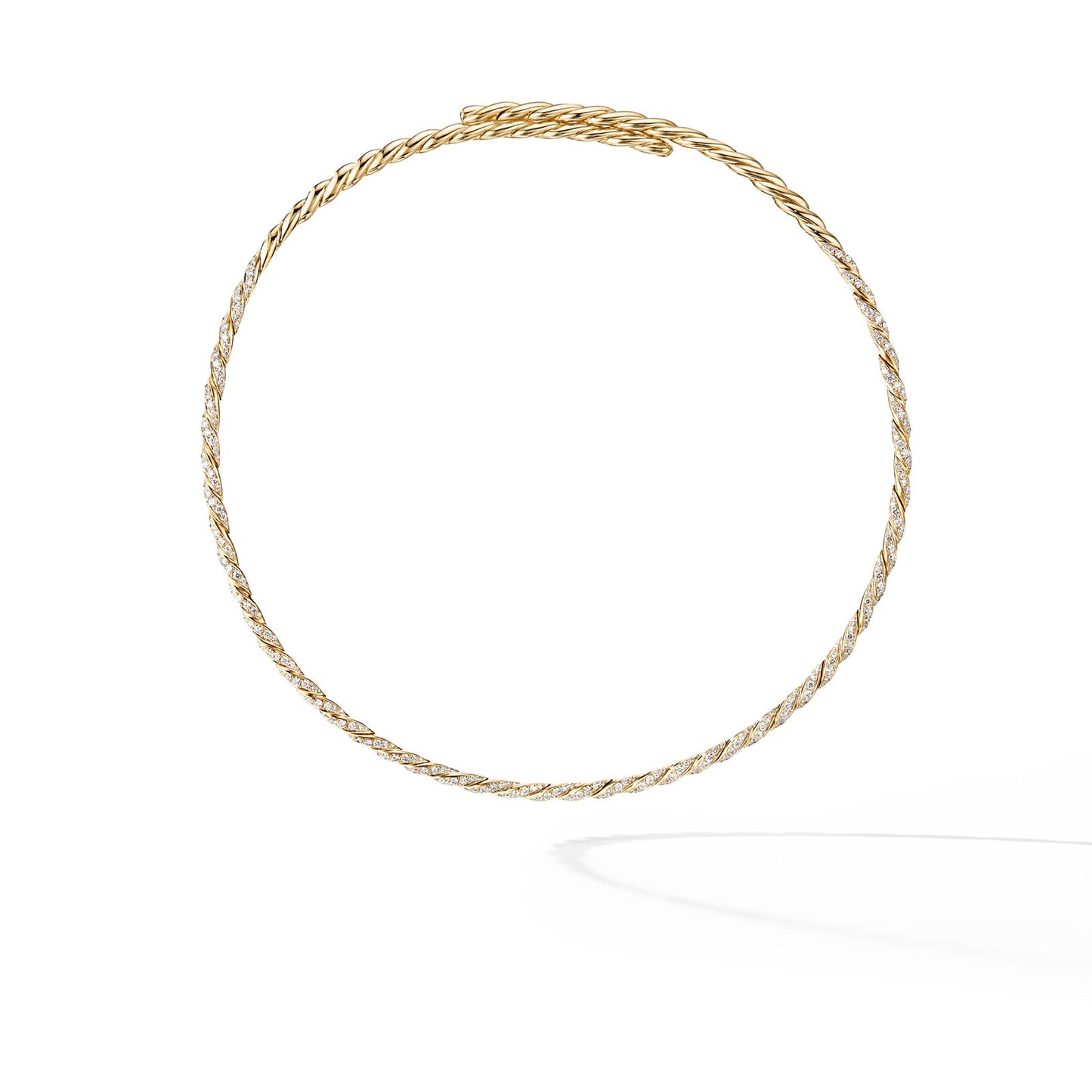 Sculpted Cable Flex Necklace in Yellow Gold with Diamonds, 3.7mm