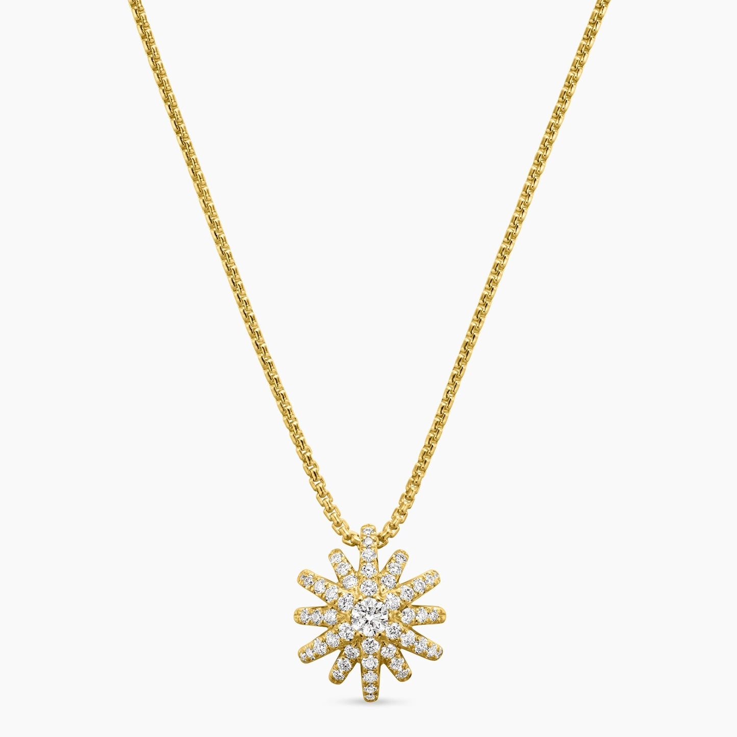 Starburst Pendant in Yellow Gold with Diamonds, 11mm