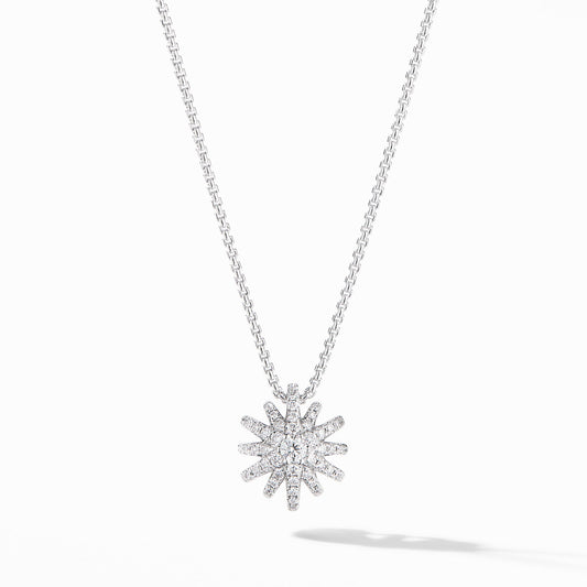 Starburst Pendant in White Gold with Diamonds, 12mm