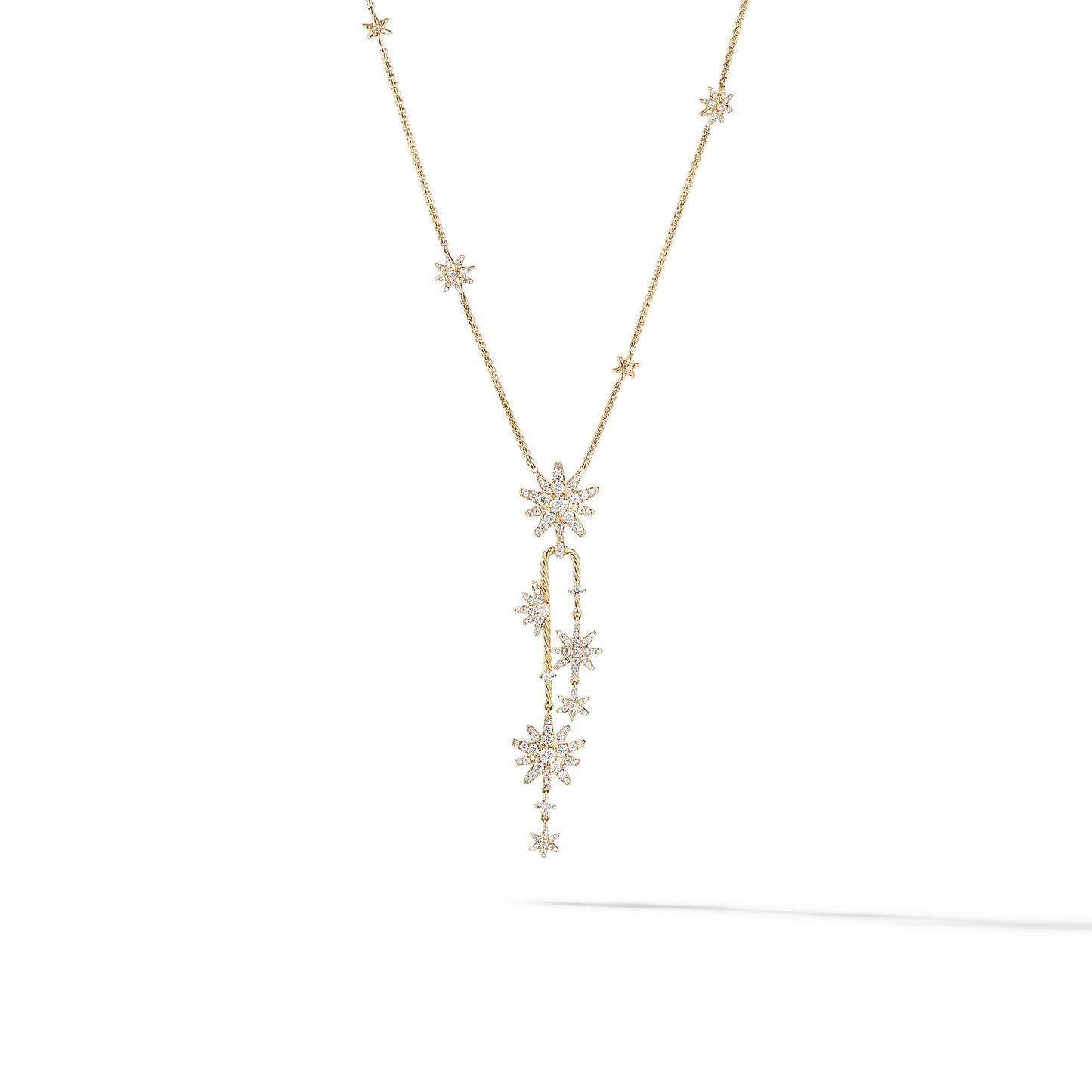 Starburst Cluster Necklace in Yellow Gold with Diamonds, 66mm