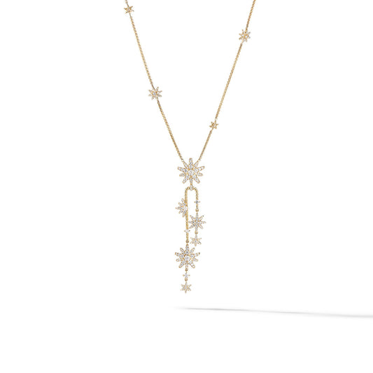 Starburst Cluster Necklace in Yellow Gold with Diamonds, 66mm