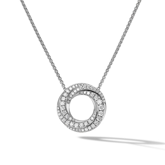 Pavé Crossover Pendant in White Gold with Diamonds, 15.5mm