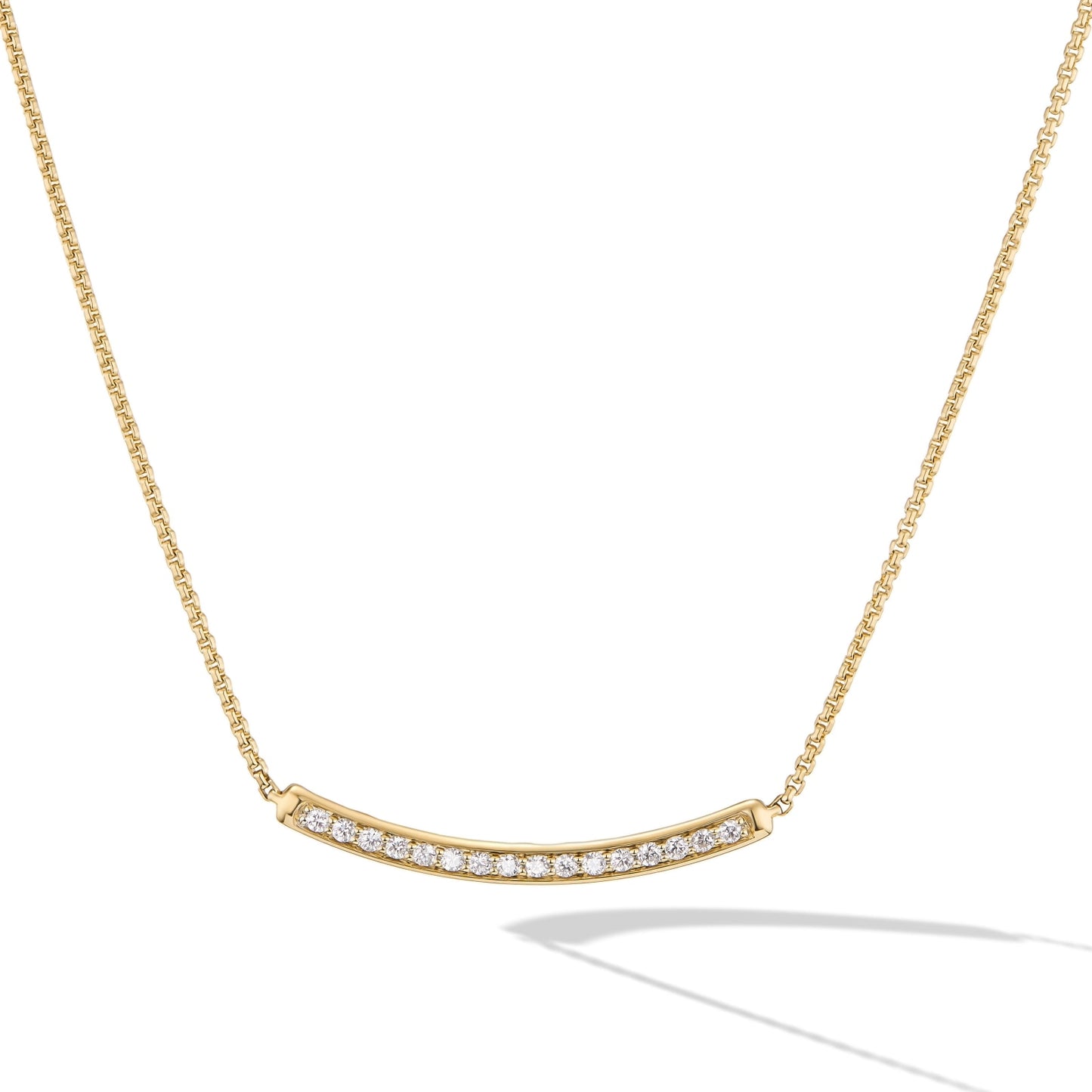 Pavé Bar Necklace in Yellow Gold with Diamonds, 1.25mm