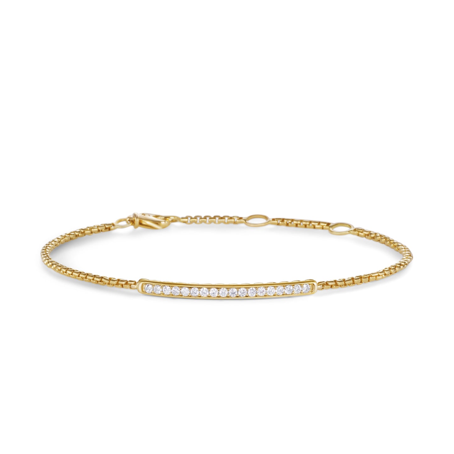 Pavé Bar Bracelet in Yellow Gold with Diamonds, 1.7mm