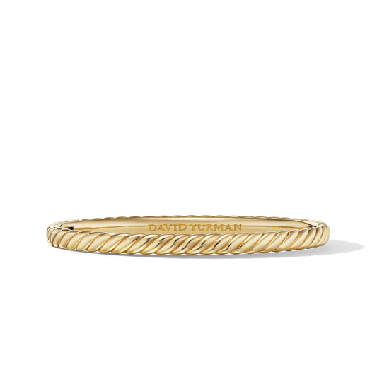 Sculpted Cable Bangle Bracelet in Yellow Gold, 4.6mm