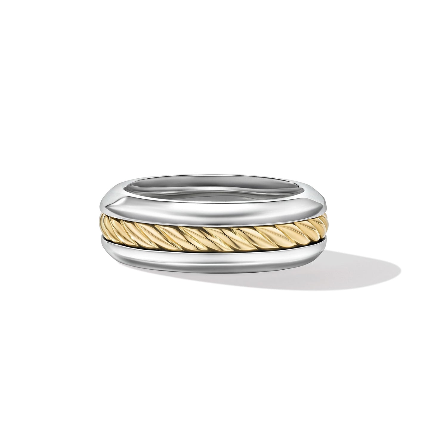 Cable Inset Band Ring with Yellow Gold, 8mm