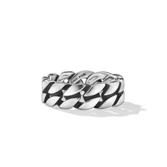 Curb Chain Band Ring in Sterling Silver, 8mm