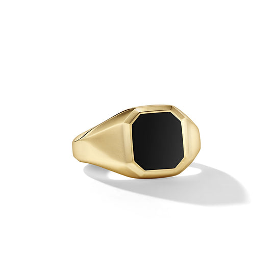 Streamline® Signet Ring in Yellow Gold with Black Onyx, 14mm