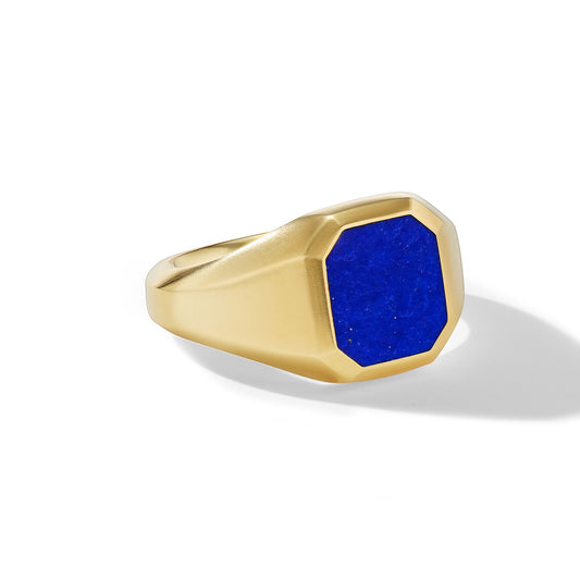 Streamline® Signet Ring in Yellow Gold with Lapis, 14mm