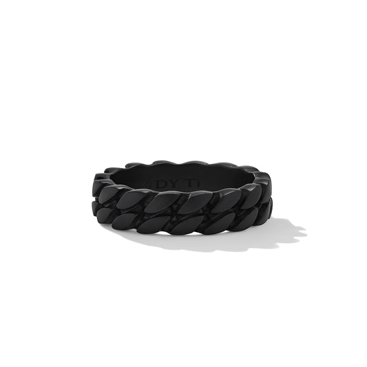 Curb Chain Band Ring in Black Titanium, 6mm