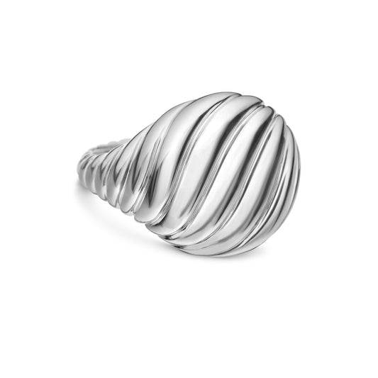 Sculpted Cable Pinky Ring in Sterling Silver, 13mm