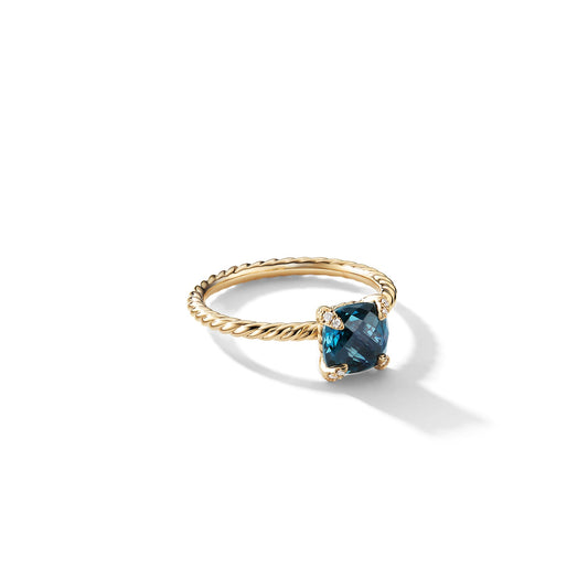 Chatelaine® Ring in Yellow Gold with Hampton Blue Topaz and Diamonds, 7mm