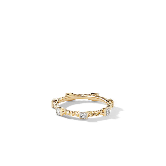 Cable Collectibles® Stations Stack Ring in Yellow Gold with Diamonds, 2mm