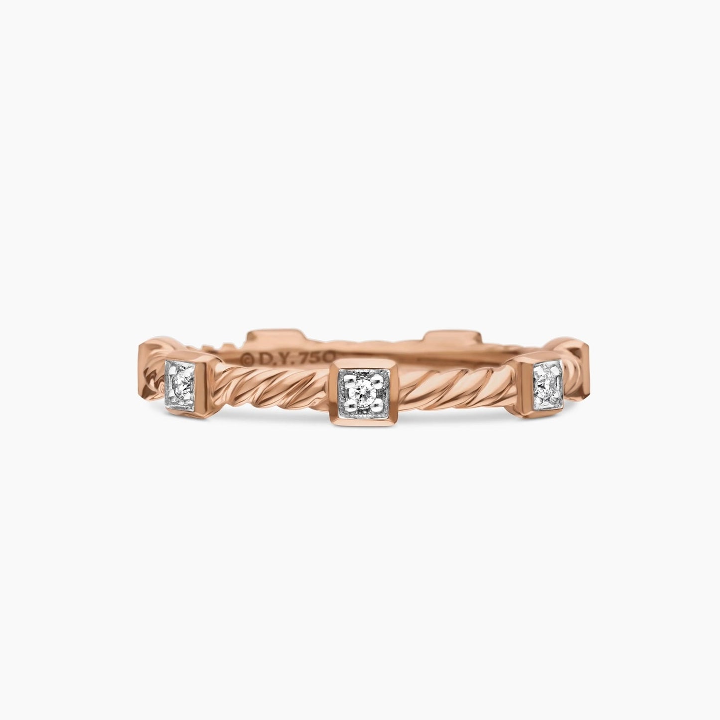 Cable Collectibles® Stations Stack Ring in Rose Gold with Diamonds, 2mm