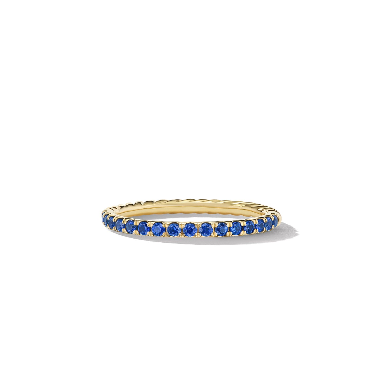 Cable Collectibles® Stack Ring in Yellow Gold with Pavé Blue Sapphires, 2mm