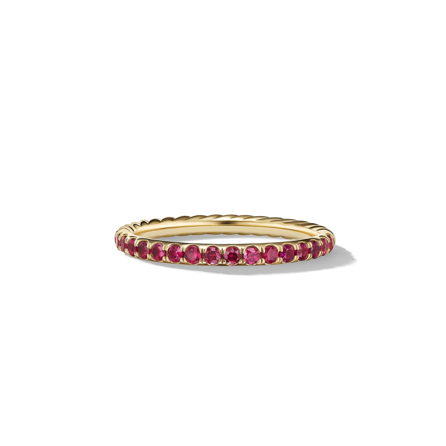 Cable Collectibles® Stack Ring in Yellow Gold with Pavé Rubies, 2mm