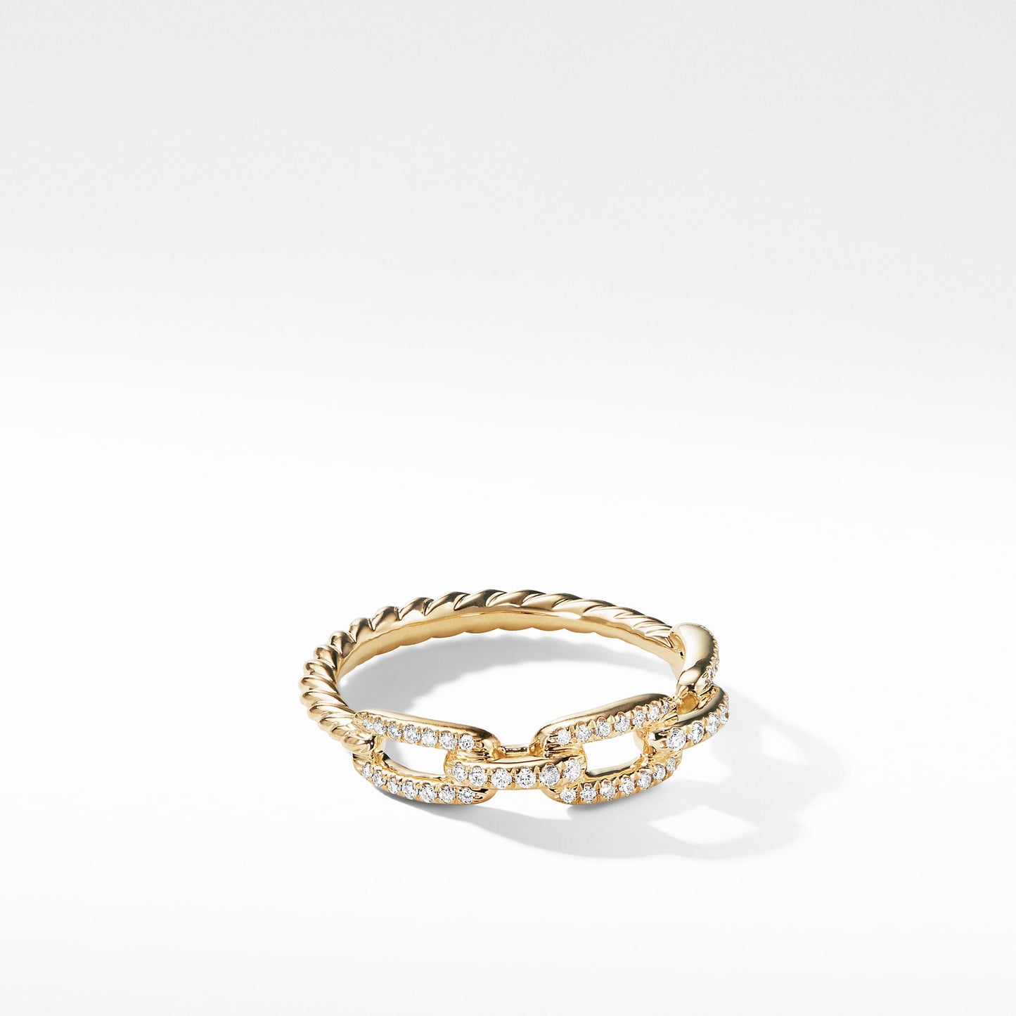 Stax Chain Link Ring in Yellow Gold with Diamonds, 4.5mm