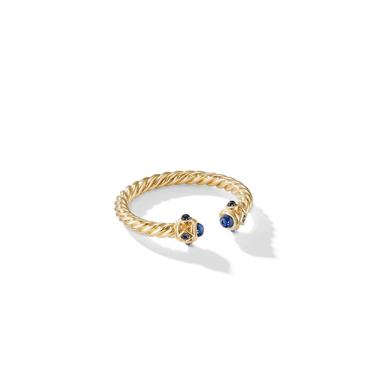 Renaissance Ring in Yellow Gold with Blue Sapphires, 2.3mm